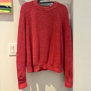 Frank & Oak Cotton Crewneck Sweater in Raspberry